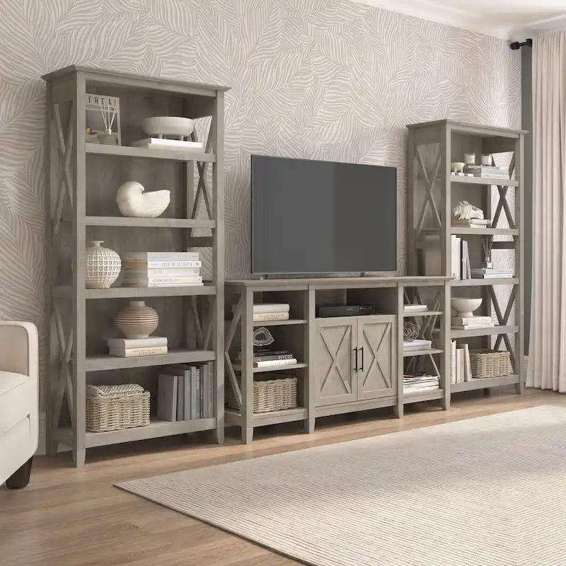Großer TV-Ständer im Landhausstil mit 2 Bücherregalen
