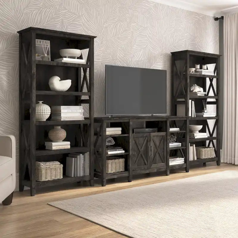 Großer TV-Ständer im Landhausstil mit 2 Bücherregalen