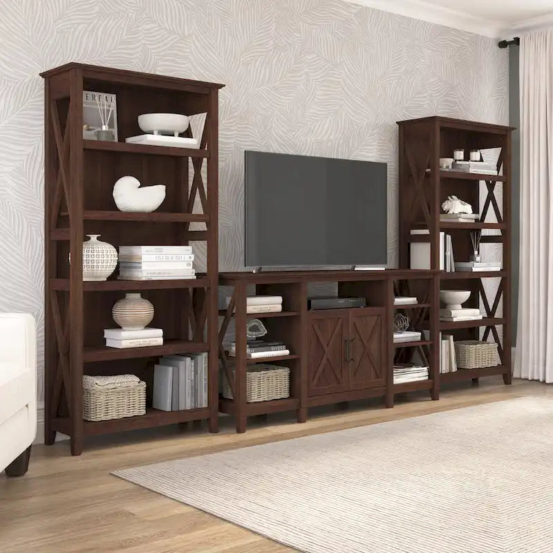 Großer TV-Ständer im Landhausstil mit 2 Bücherregalen