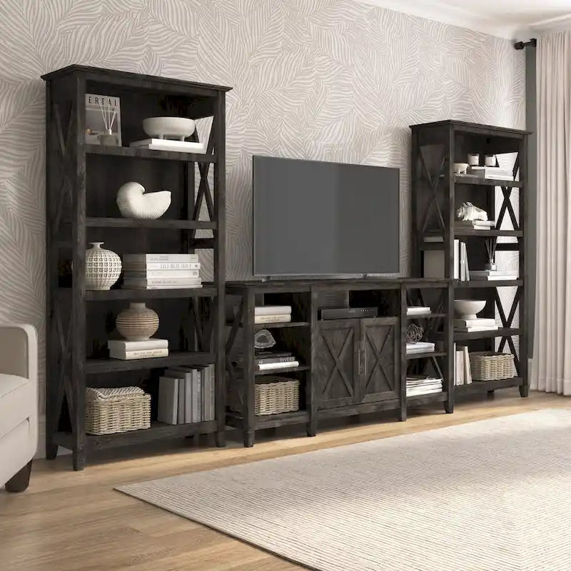 Großer TV-Ständer im Landhausstil mit 2 Bücherregalen