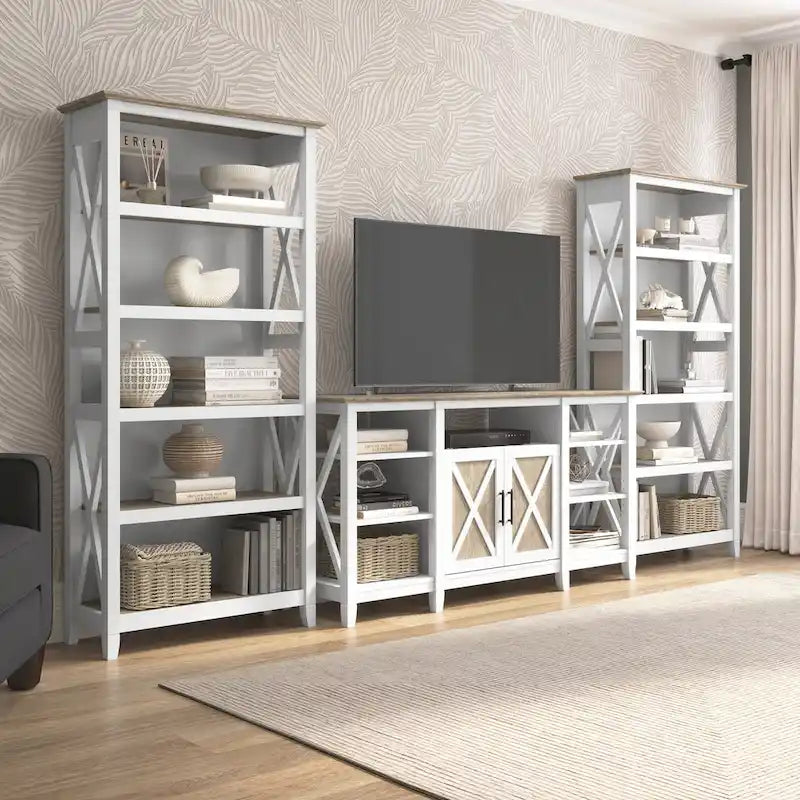 Großer TV-Ständer im Landhausstil mit 2 Bücherregalen