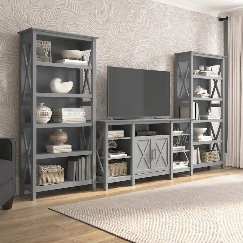 Großer TV-Ständer im Landhausstil mit 2 Bücherregalen