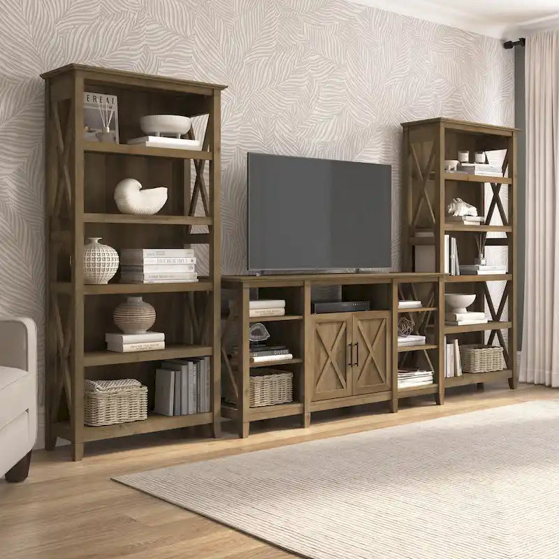 Großer TV-Ständer im Landhausstil mit 2 Bücherregalen