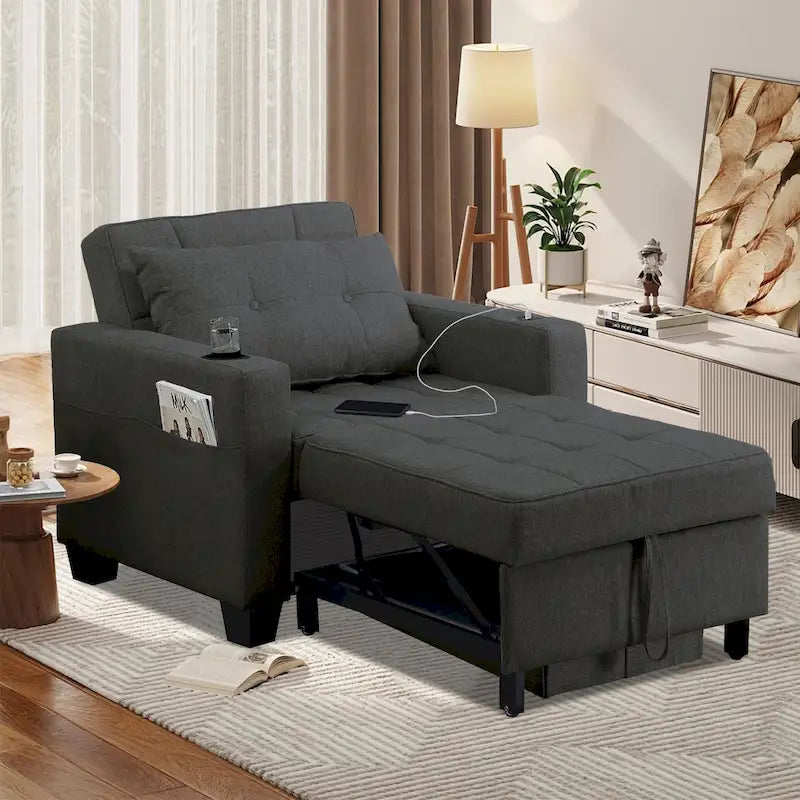 Futon-Sesselbett, umwandelbarer Sessel, 3-in-1, ausziehbarer Schlafzimmersessel für das Wohnzimmer