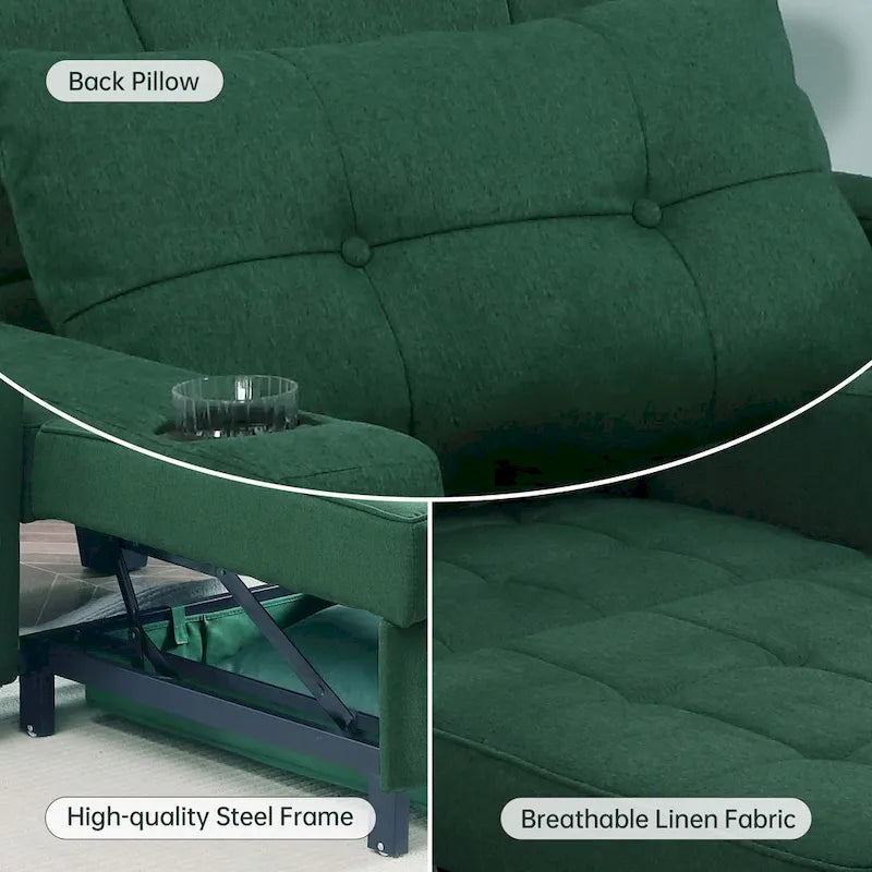 Futon-Sesselbett, umwandelbarer Sessel, 3-in-1, ausziehbarer Schlafzimmersessel für das Wohnzimmer