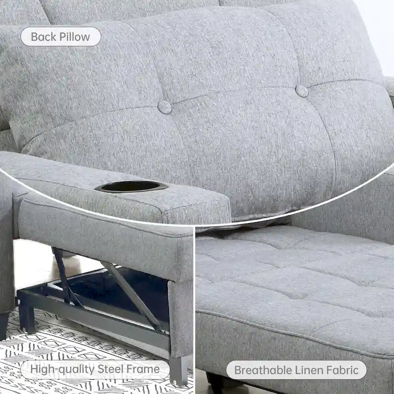 Futon-Sesselbett, umwandelbarer Sessel, 3-in-1, ausziehbarer Schlafzimmersessel für das Wohnzimmer