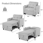 Futon-Sesselbett, umwandelbarer Sessel, 3-in-1, ausziehbarer Schlafzimmersessel für das Wohnzimmer