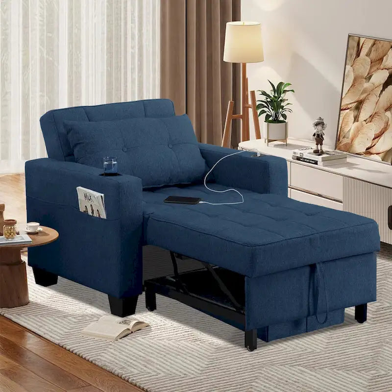 Futon-Sesselbett, umwandelbarer Sessel, 3-in-1, ausziehbarer Schlafzimmersessel für das Wohnzimmer