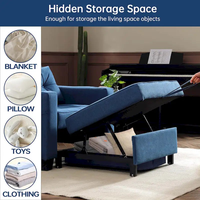 Futon-Sesselbett, umwandelbarer Sessel, 3-in-1, ausziehbarer Schlafzimmersessel für das Wohnzimmer