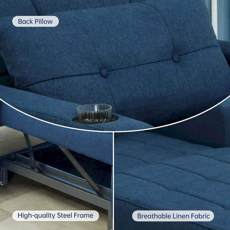 Futon-Sesselbett, umwandelbarer Sessel, 3-in-1, ausziehbarer Schlafzimmersessel für das Wohnzimmer