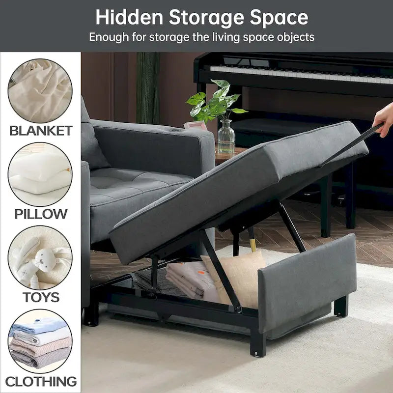Futon-Sesselbett, umwandelbarer Sessel, 3-in-1, ausziehbarer Schlafzimmersessel für das Wohnzimmer