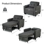 Futon-Sesselbett, umwandelbarer Sessel, 3-in-1, ausziehbarer Schlafzimmersessel für das Wohnzimmer
