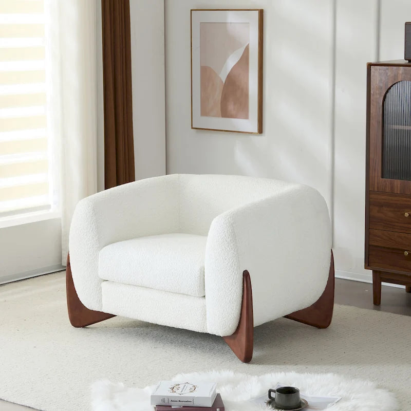 Tina Modern Upholstered Boucle Arm Club Chair by Christopher Knight Home
