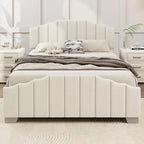 Full Velvet Upholstered Bed with Channel Tufted Headboard