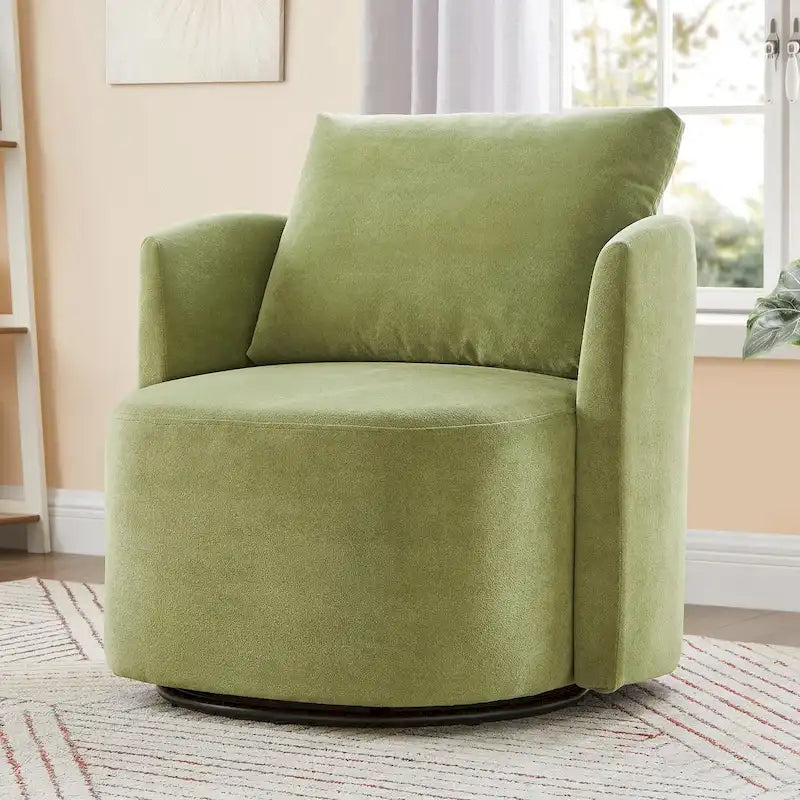360°-Drehsessel, 29,9" Akzent-Fauteuil mit Armlehnen, gepolsterter drehbarer Sofasessel mit geschwungenem Design