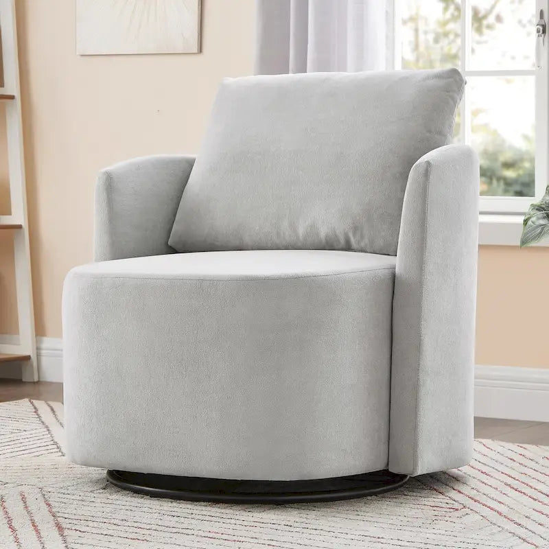 360°-Drehsessel, 29,9" Akzent-Fauteuil mit Armlehnen, gepolsterter drehbarer Sofasessel mit geschwungenem Design