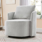 360 Swivel Chair, 29.9 Accent Barrel Armchair, Upholstered Swivel Sofa Chair with Curved Design