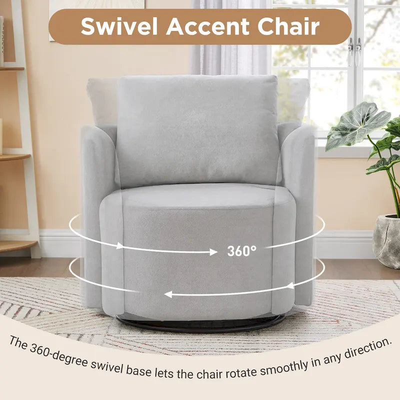 360°-Drehsessel, 29,9" Akzent-Fauteuil mit Armlehnen, gepolsterter drehbarer Sofasessel mit geschwungenem Design