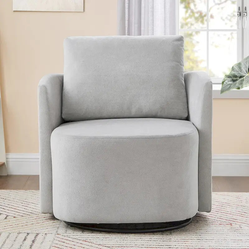 360°-Drehsessel, 29,9" Akzent-Fauteuil mit Armlehnen, gepolsterter drehbarer Sofasessel mit geschwungenem Design