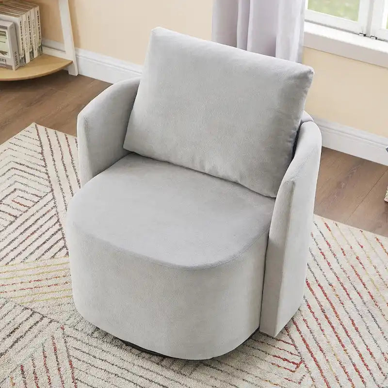 360°-Drehsessel, 29,9" Akzent-Fauteuil mit Armlehnen, gepolsterter drehbarer Sofasessel mit geschwungenem Design
