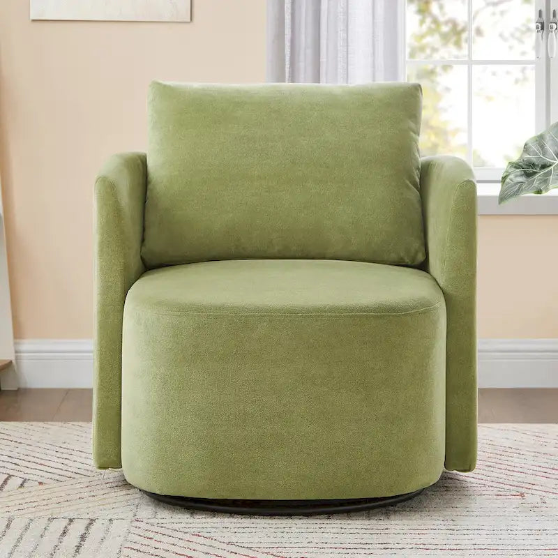 360°-Drehsessel, 29,9" Akzent-Fauteuil mit Armlehnen, gepolsterter drehbarer Sofasessel mit geschwungenem Design