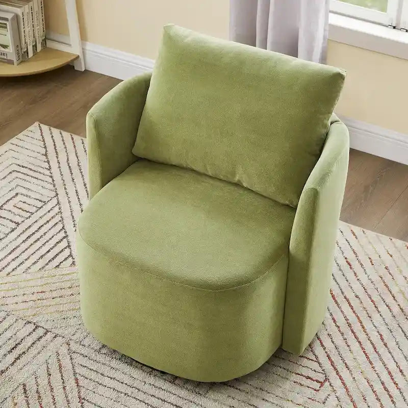 360°-Drehsessel, 29,9" Akzent-Fauteuil mit Armlehnen, gepolsterter drehbarer Sofasessel mit geschwungenem Design
