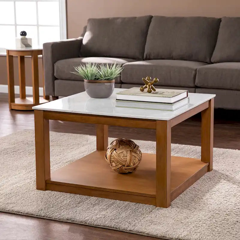 SEI Furniture Carmona Natural Wood Two Tier Coffee Table