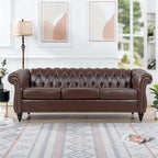 Kunstleder Chesterfield Dreisitzer-Sofa mit gerollten Armlehnen