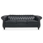 Kunstleder Chesterfield Dreisitzer-Sofa mit gerollten Armlehnen