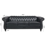 Kunstleder Chesterfield Dreisitzer-Sofa mit gerollten Armlehnen