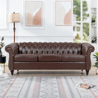 Kunstleder Chesterfield Dreisitzer-Sofa mit gerollten Armlehnen