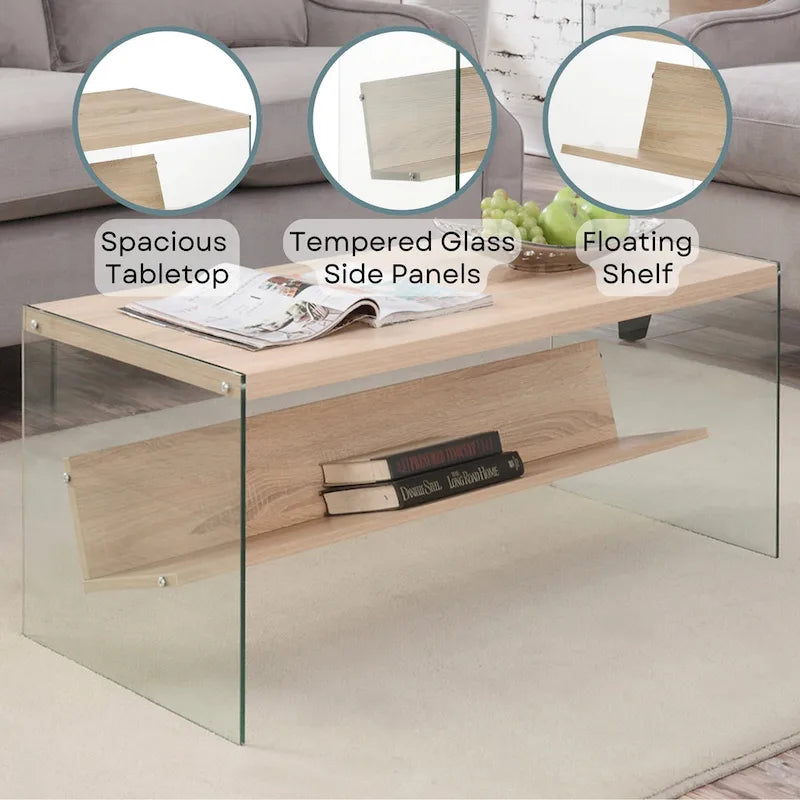 Convenience Concepts SoHo Glass Coffee Table with Shelf