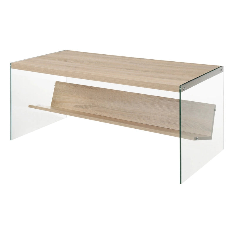 Couchtisch aus Glas mit Ablage