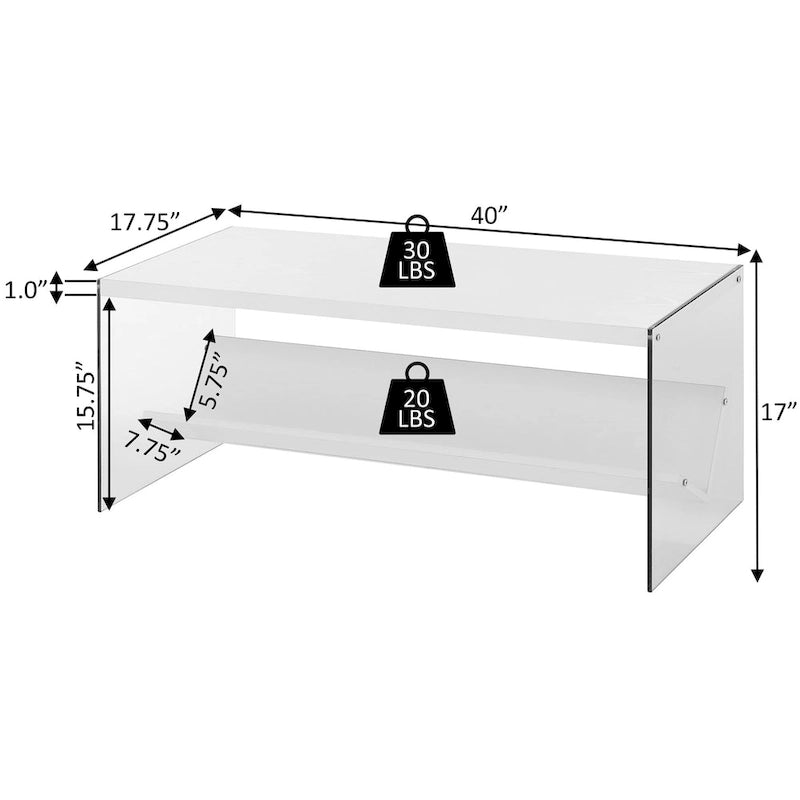 Couchtisch aus Glas mit Ablage