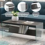 Couchtisch aus Glas mit Ablage