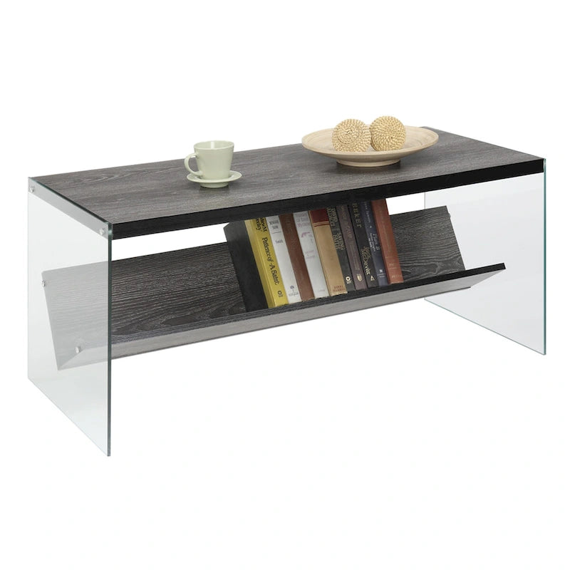 Couchtisch aus Glas mit Ablage