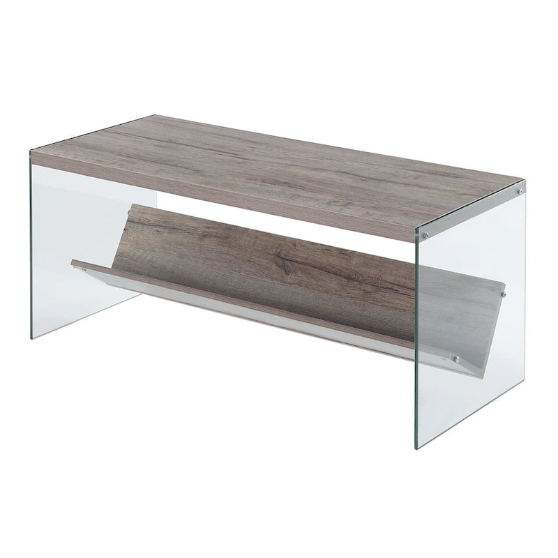 Couchtisch aus Glas mit Ablage