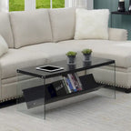 Couchtisch aus Glas mit Ablage