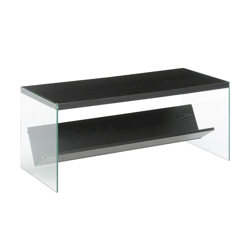 Couchtisch aus Glas mit Ablage