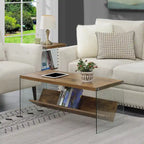Couchtisch aus Glas mit Ablage