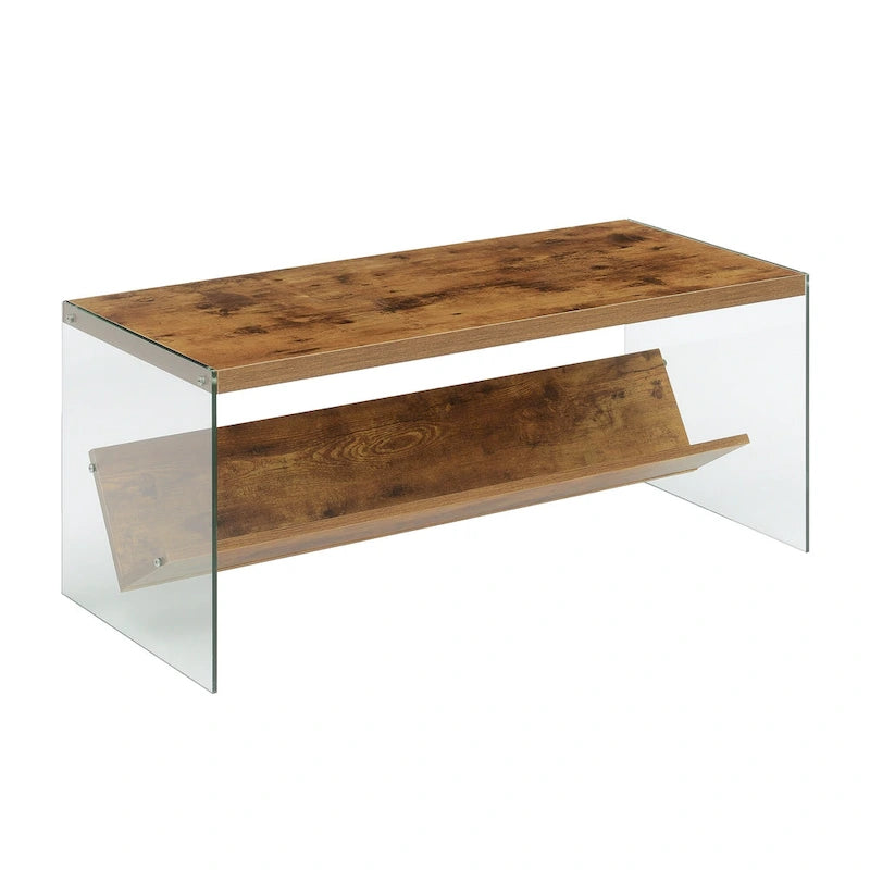 Couchtisch aus Glas mit Ablage