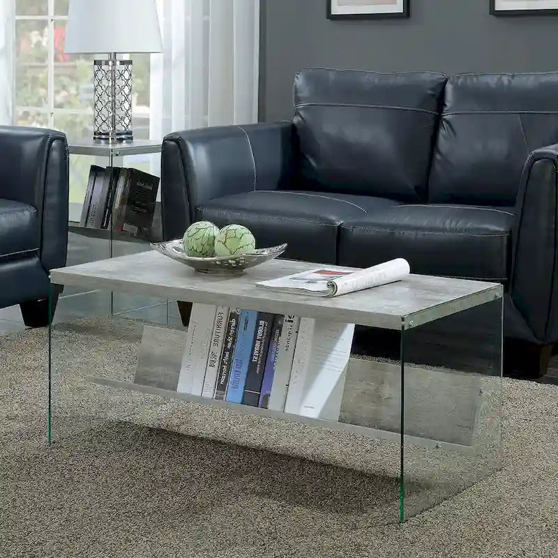 Couchtisch aus Glas mit Ablage