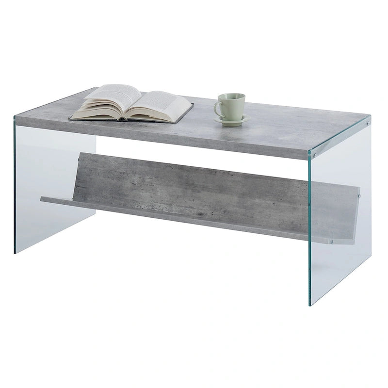 Couchtisch aus Glas mit Ablage