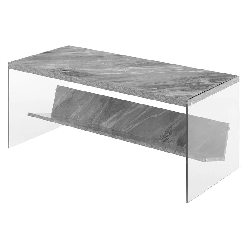 Couchtisch aus Glas mit Ablage