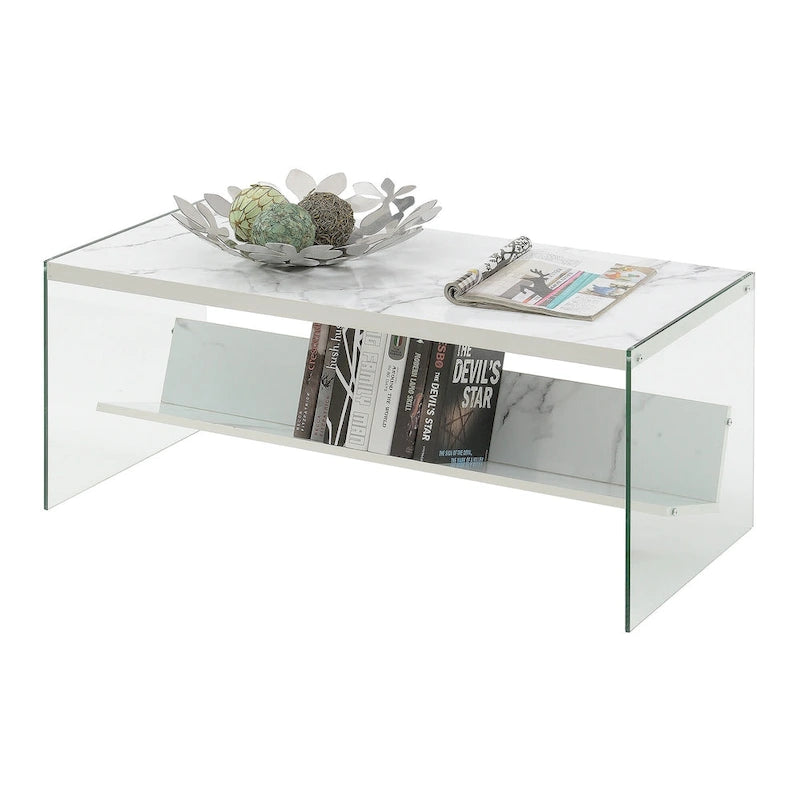Couchtisch aus Glas mit Ablage