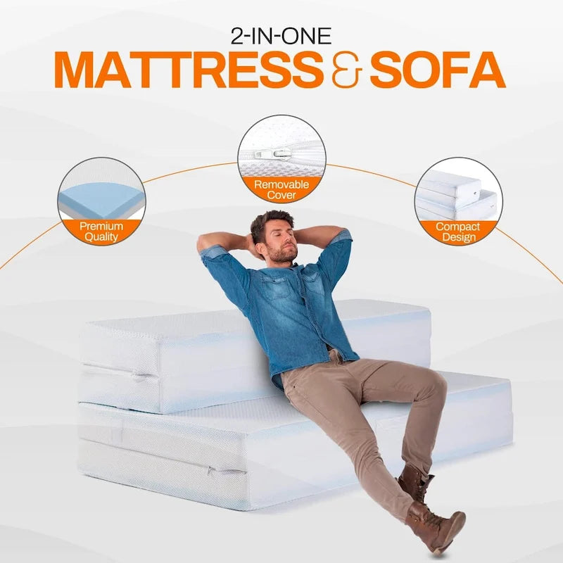4-fach klappbares Schlafsofa mit 1 Gel-Memory-Schaum