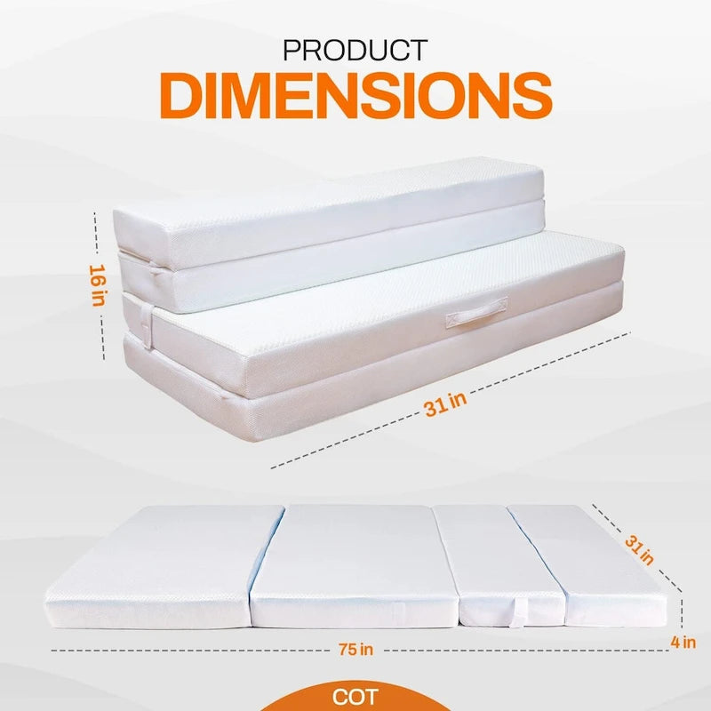 4-fach klappbares Schlafsofa mit 1 Gel-Memory-Schaum