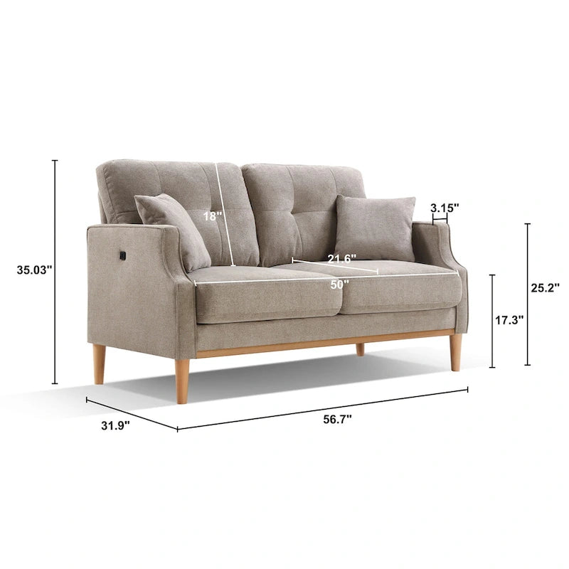 Zweisitzer-Sofa mit wasserdichtem Stoff, USB-Ladefunktion