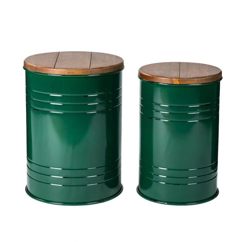 2er-Set 48 cm hoher Beistelltisch-Aufbewahrungshocker im Landhausstil