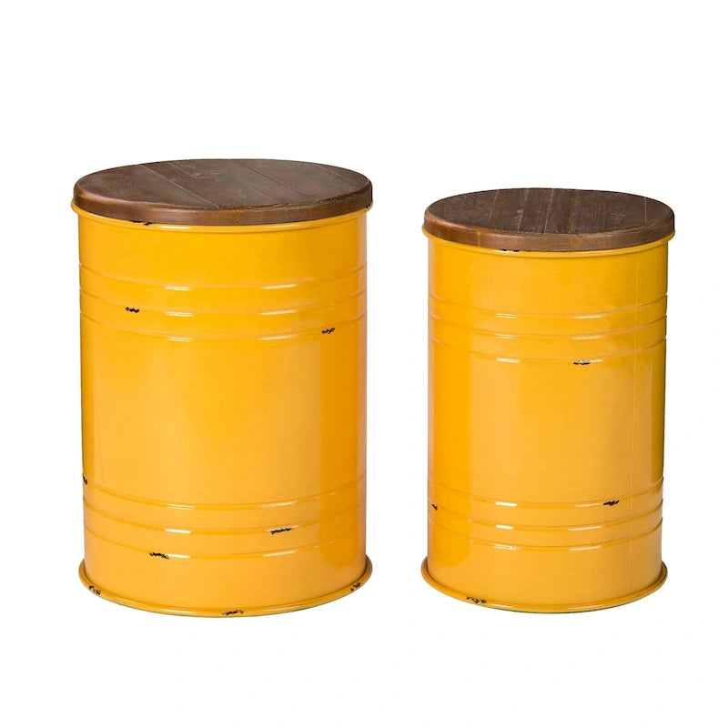 2er-Set 48 cm hoher Beistelltisch-Aufbewahrungshocker im Landhausstil